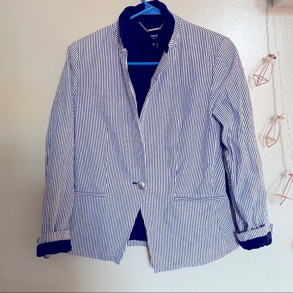 Navy pinstriped blazer